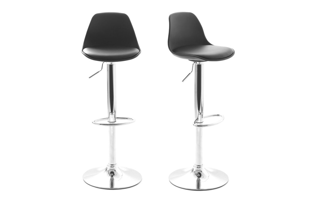 Set aus 2 schwarzen Design-Barhockern STEEVY