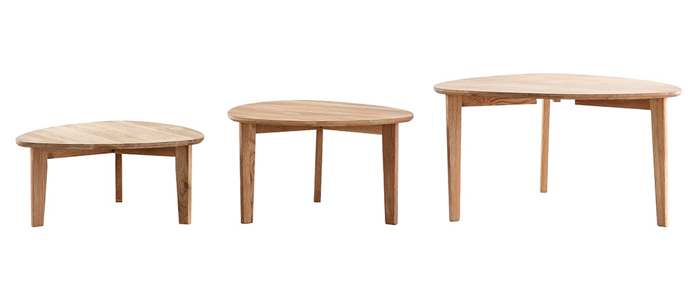 Set aus 3 Beistelltischen aus massiver Eiche TRIPLE - Miliboo