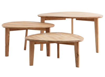 Set aus 3 Beistelltischen aus massiver Eiche TRIPLE