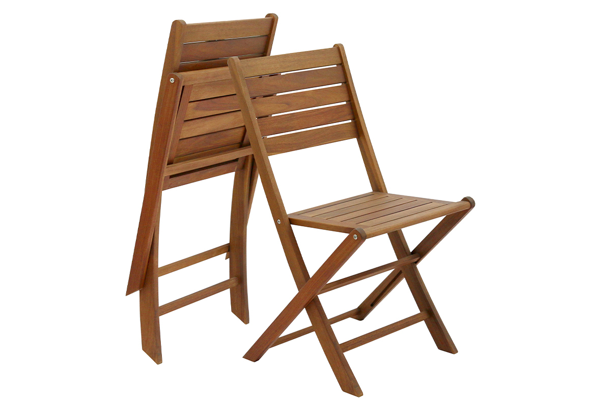 Set aus klappbaren Gartensthlen und Gartentisch aus massivem Akazienholz CANOPEE