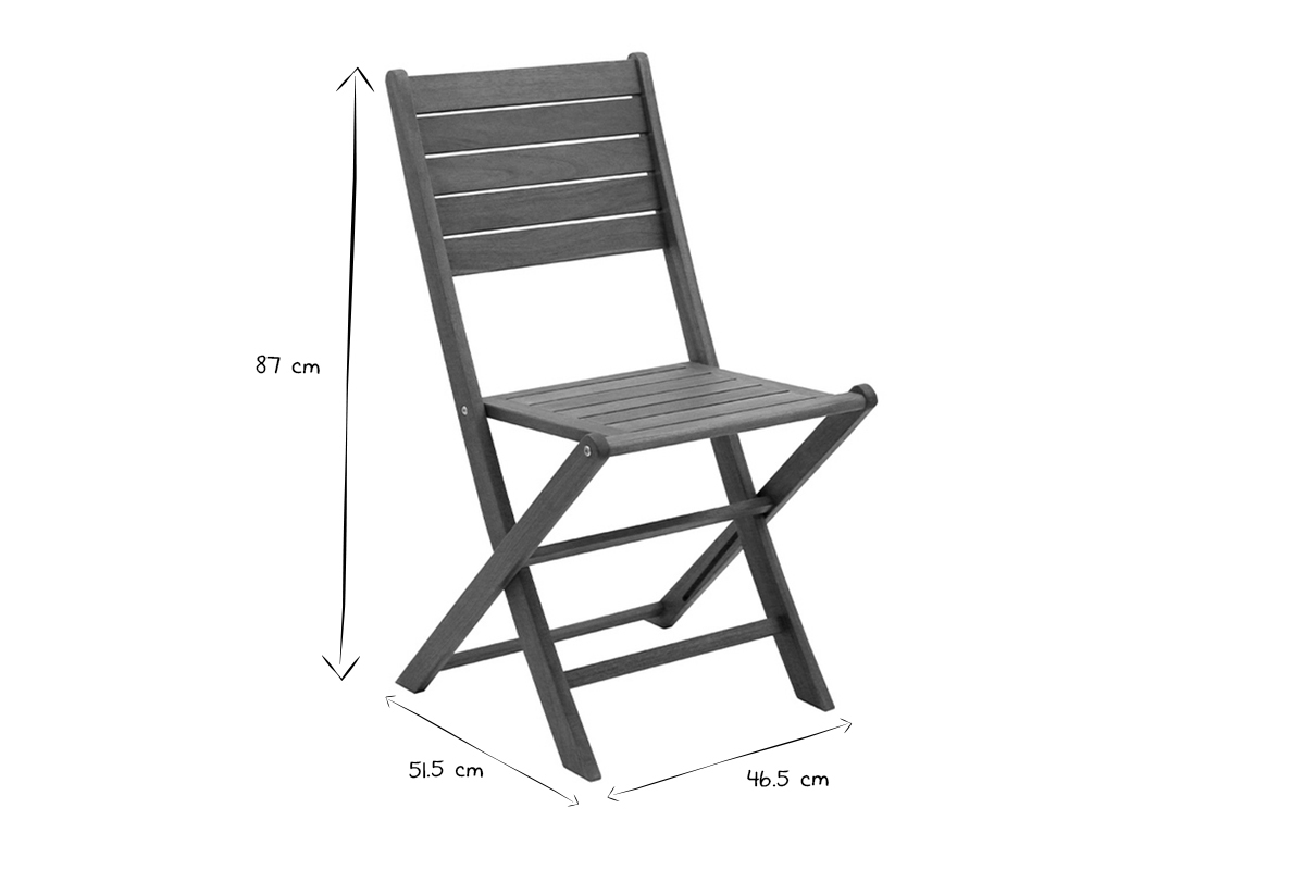 Set aus klappbaren Gartensthlen und Gartentisch aus massivem Akazienholz CANOPEE