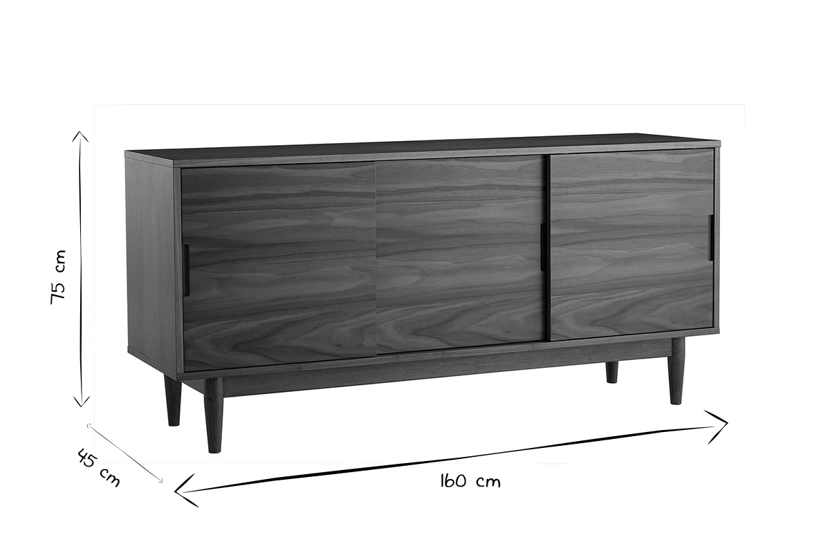 Sideboard 3 Schiebetren Nussbaum L160 cm RYDD