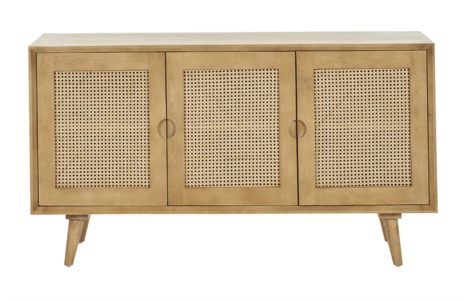 COSTWAY Sideboard Mit Rattan-Türen - Buffetschrank 75x30x80cm Für Küche & Wohnzimmer