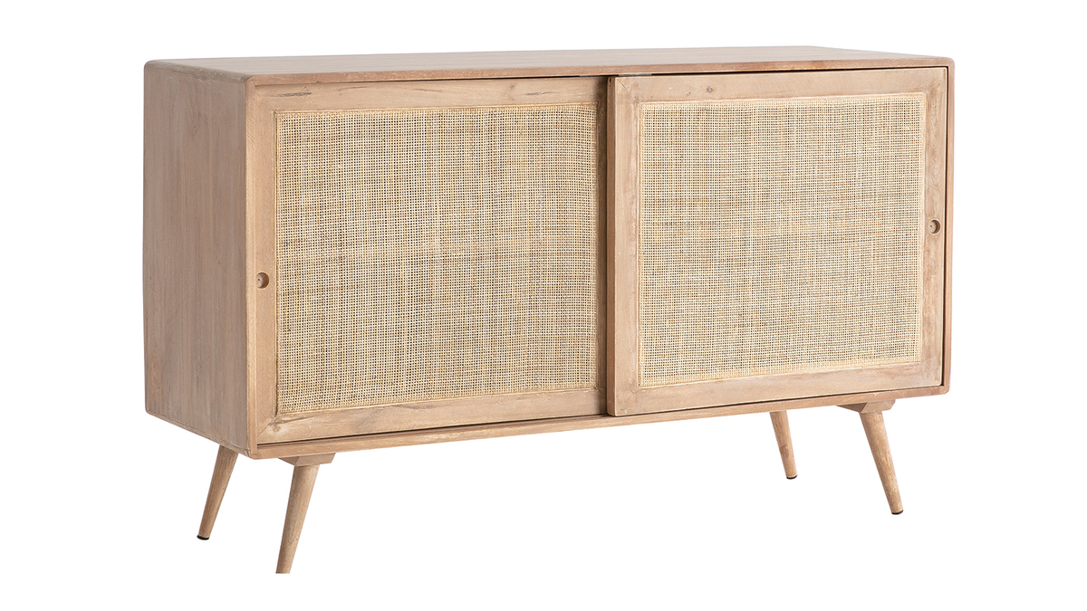 Sideboard aus Mangoholz und Rohrgeflecht ACANGE