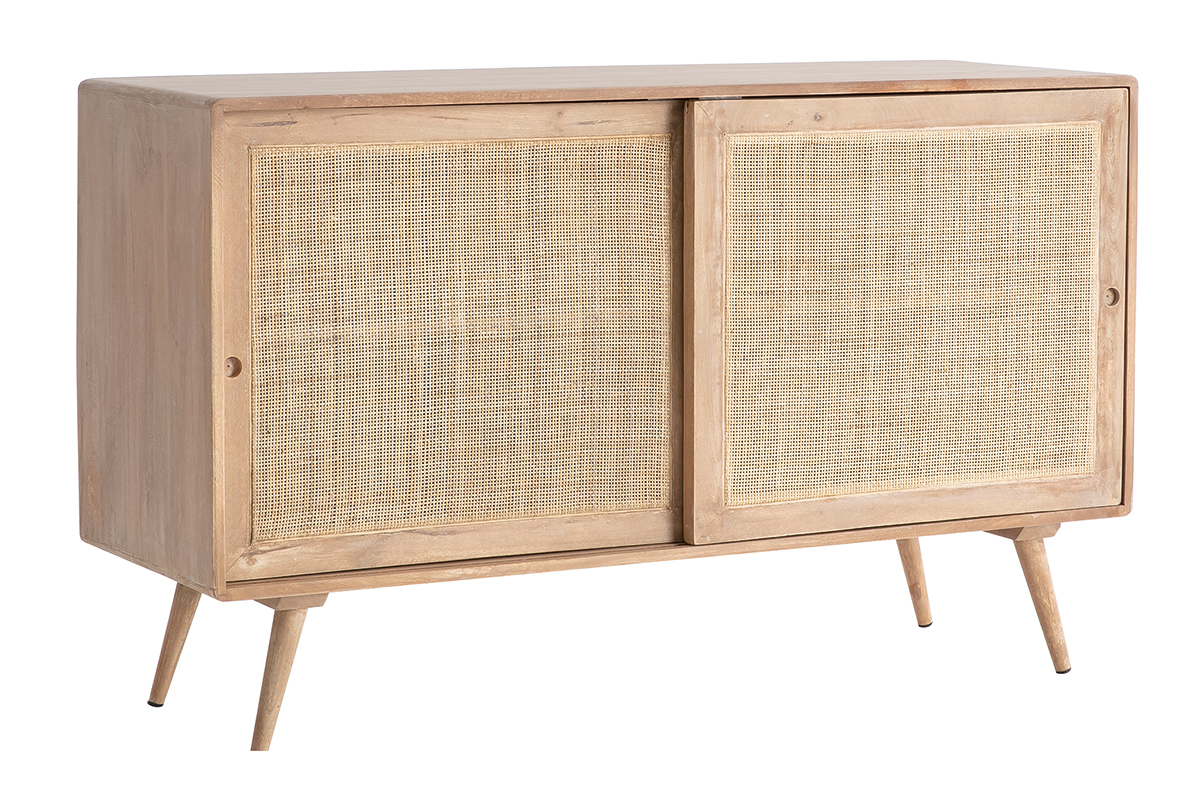 Sideboard aus Mangoholz und Rohrgeflecht ACANGE