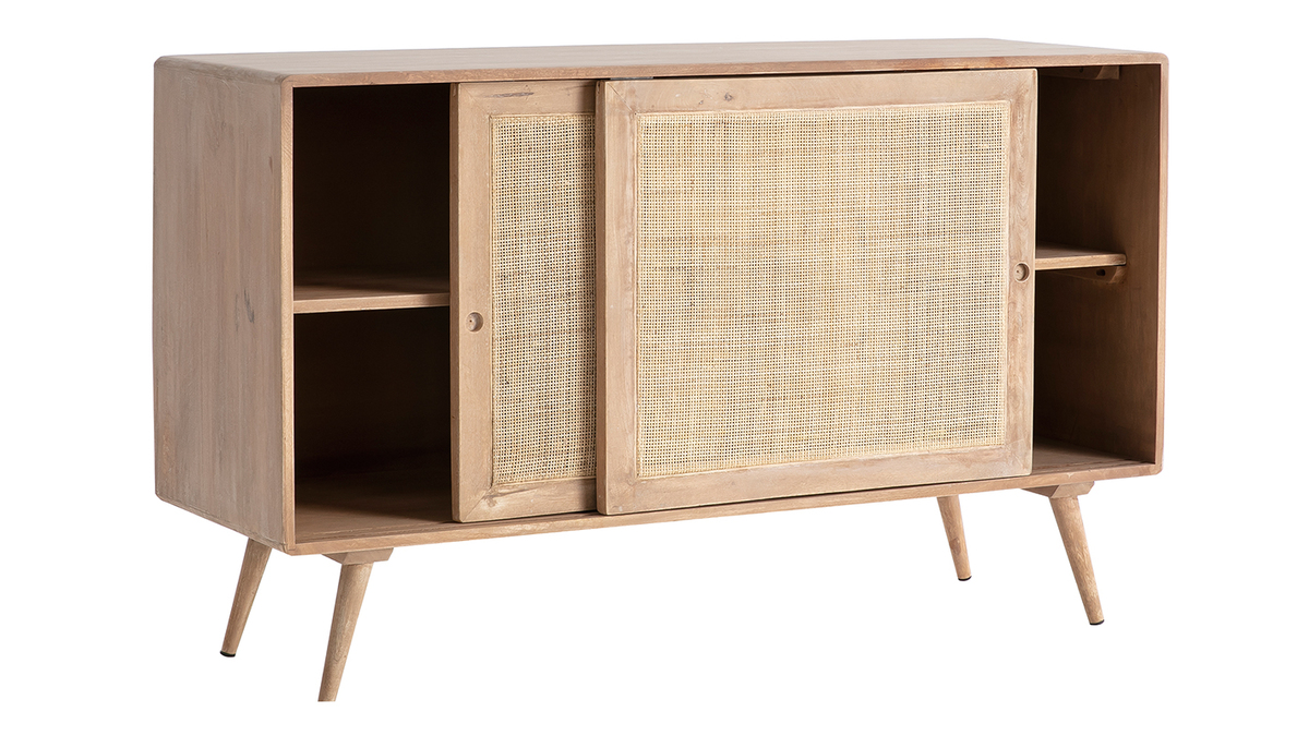 Sideboard aus Mangoholz und Rohrgeflecht ACANGE