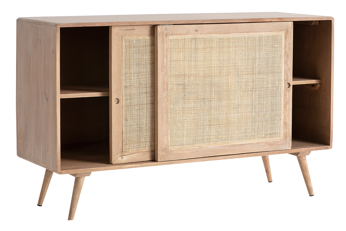 Sideboard aus Mangoholz und Rohrgeflecht ACANGE