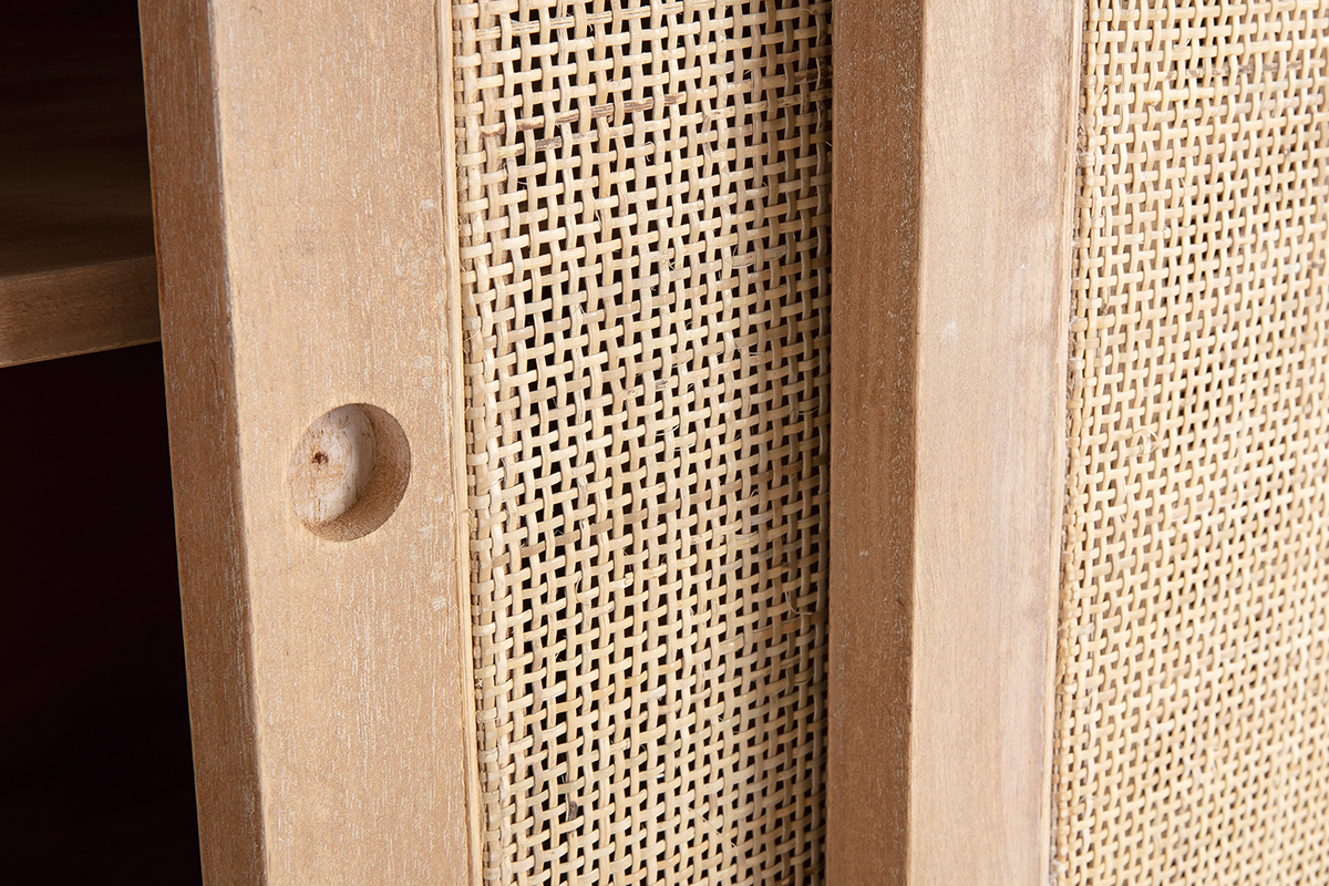Sideboard aus Mangoholz und Rohrgeflecht ACANGE
