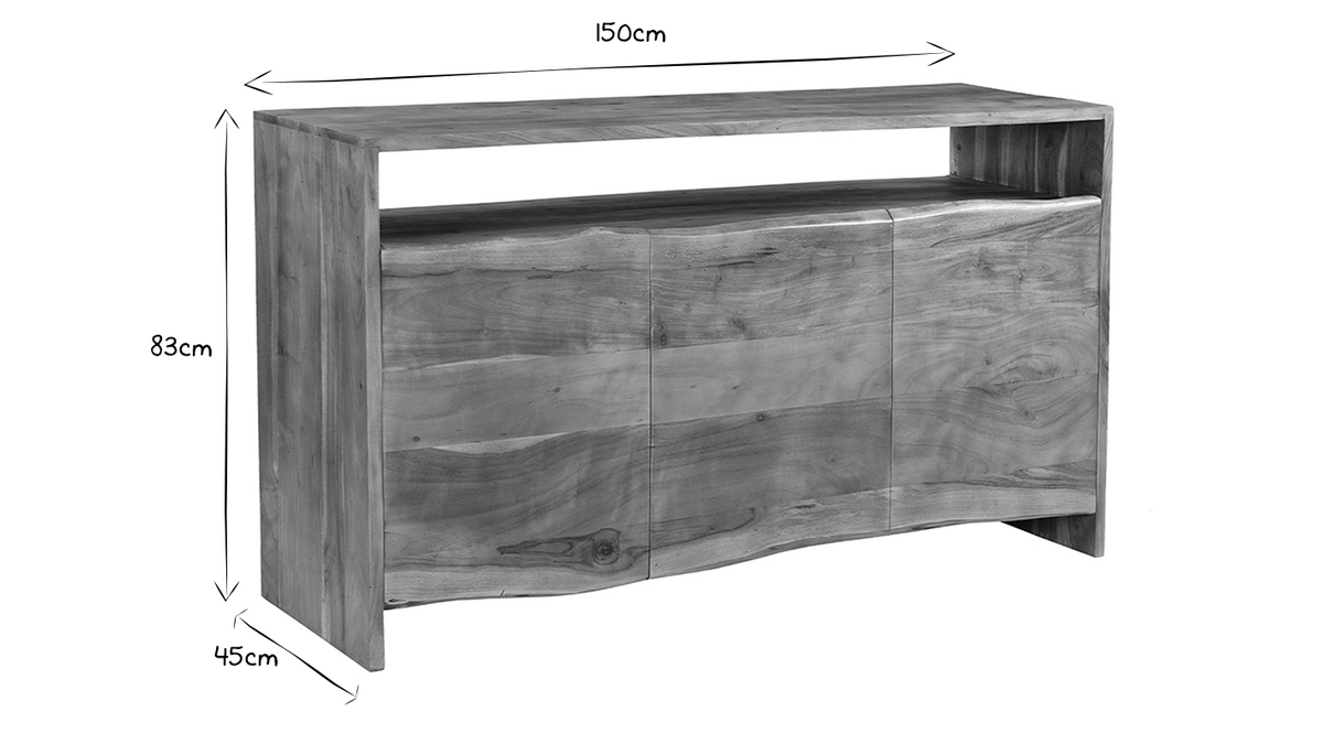 Sideboard aus Massivholz 3 Tren L150 cm BOHEMIAN