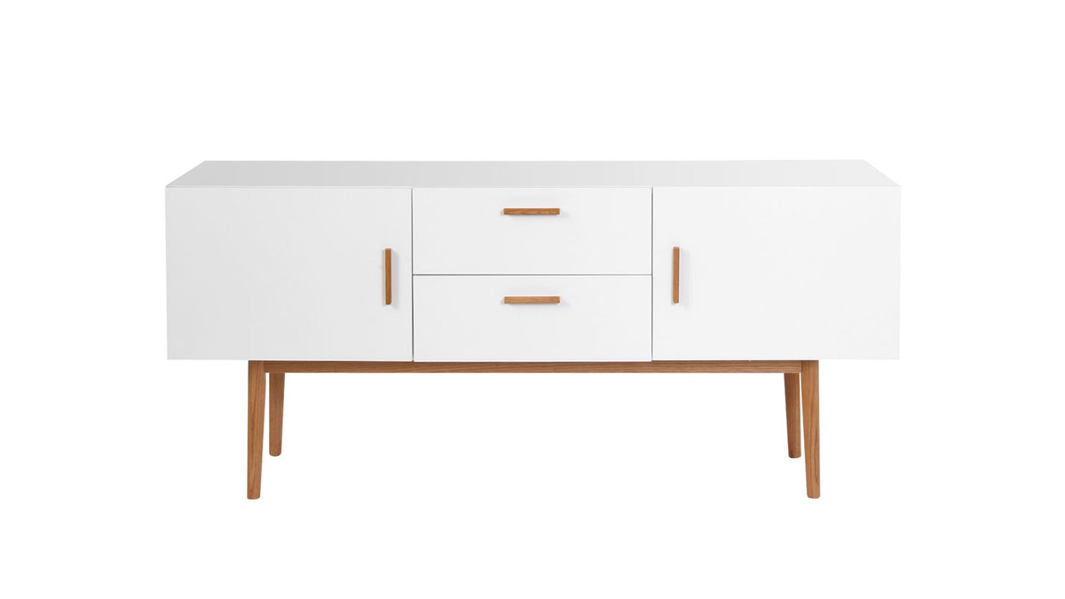 Sideboard GILDA Holz Natur und Wei 2 Tren 2 Schubladen