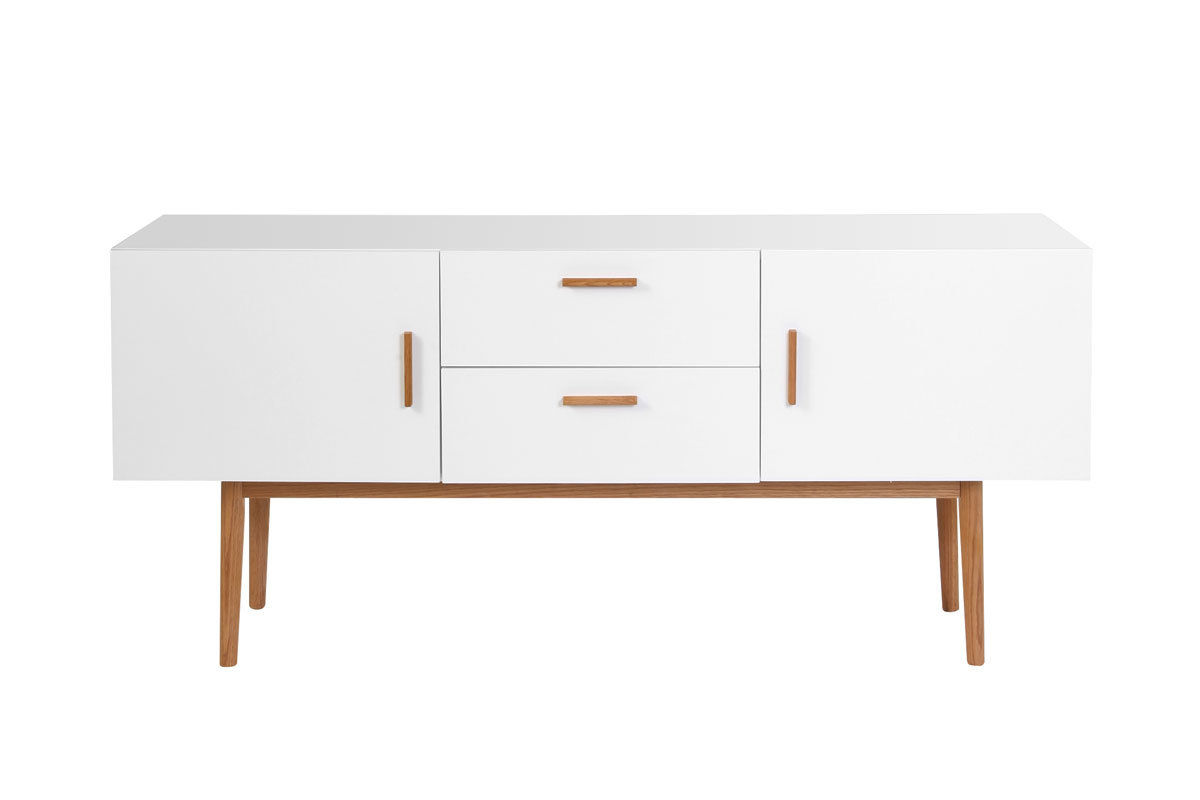 Sideboard GILDA Holz Natur und Wei 2 Tren 2 Schubladen