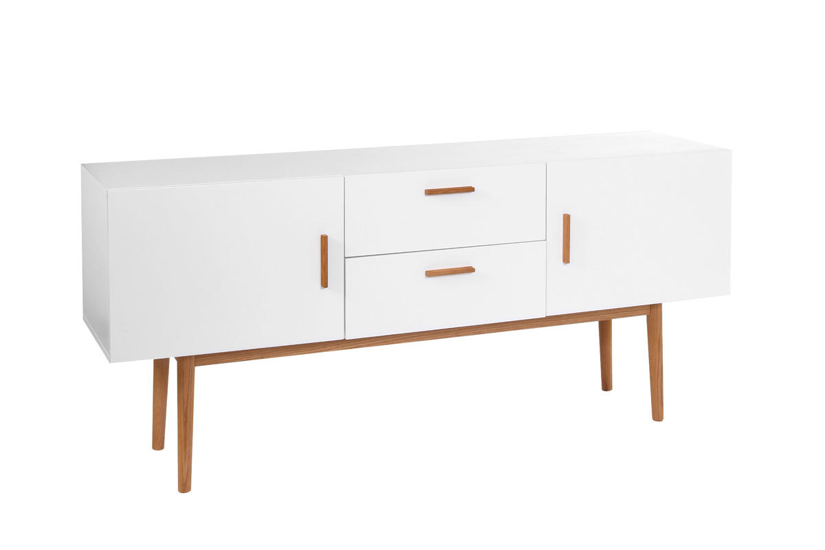 Sideboard GILDA Holz Natur und Wei 2 Tren 2 Schubladen