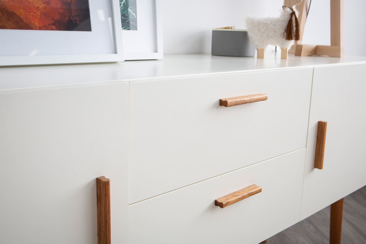 Sideboard GILDA Holz Natur und Wei 2 Tren 2 Schubladen