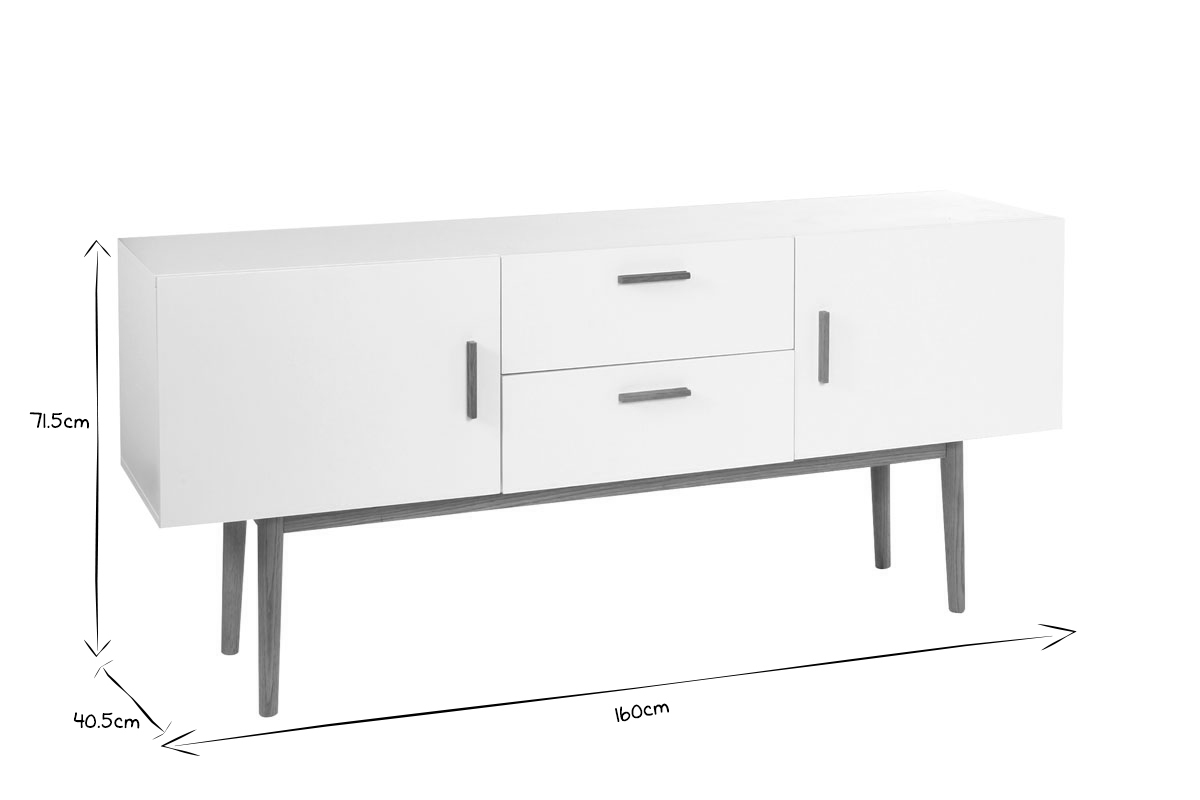 Sideboard GILDA Holz Natur und Wei 2 Tren 2 Schubladen