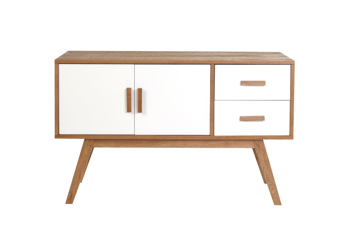 Sideboard HELIA Holz Natur und Wei 2 Tren 2 Schubladen