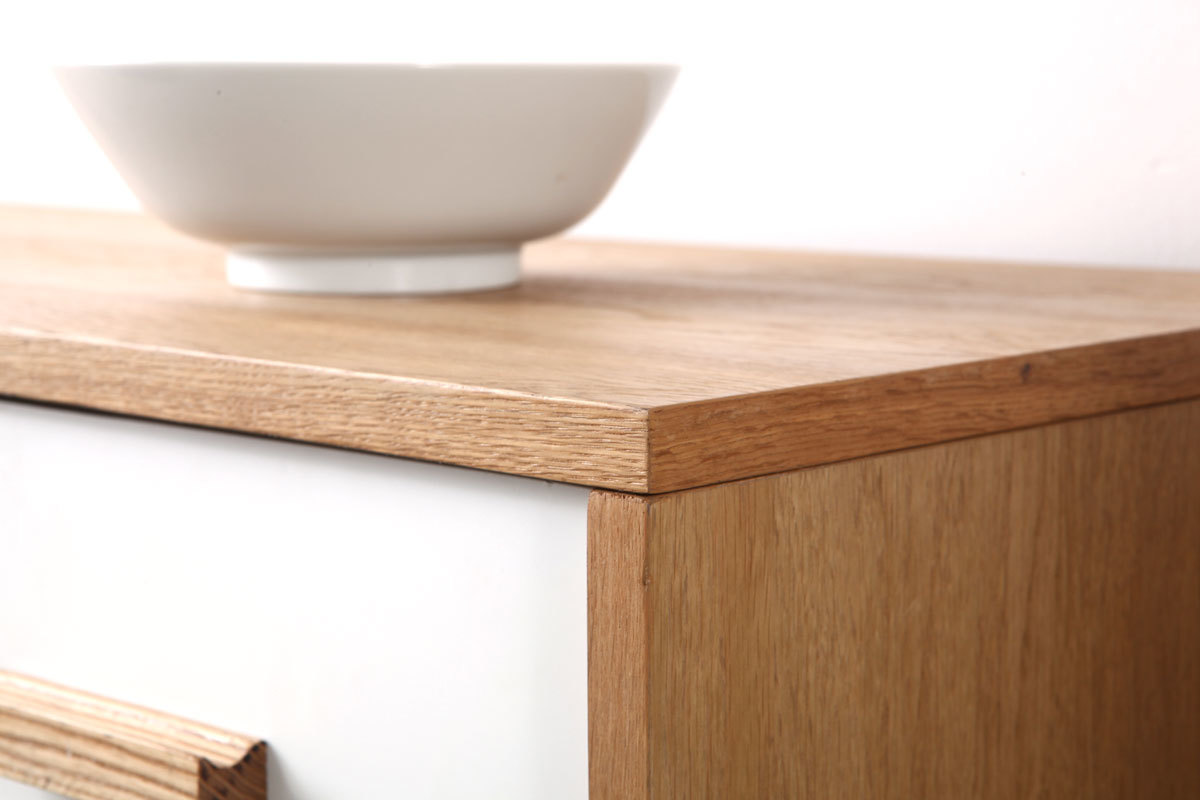 Sideboard HELIA Holz Natur und Wei 2 Tren 2 Schubladen