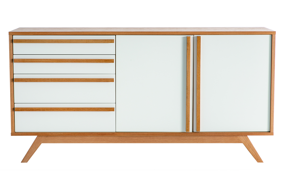 Sideboard HELIA Holz Natur und Wei 2 Tren 4 Schubladen