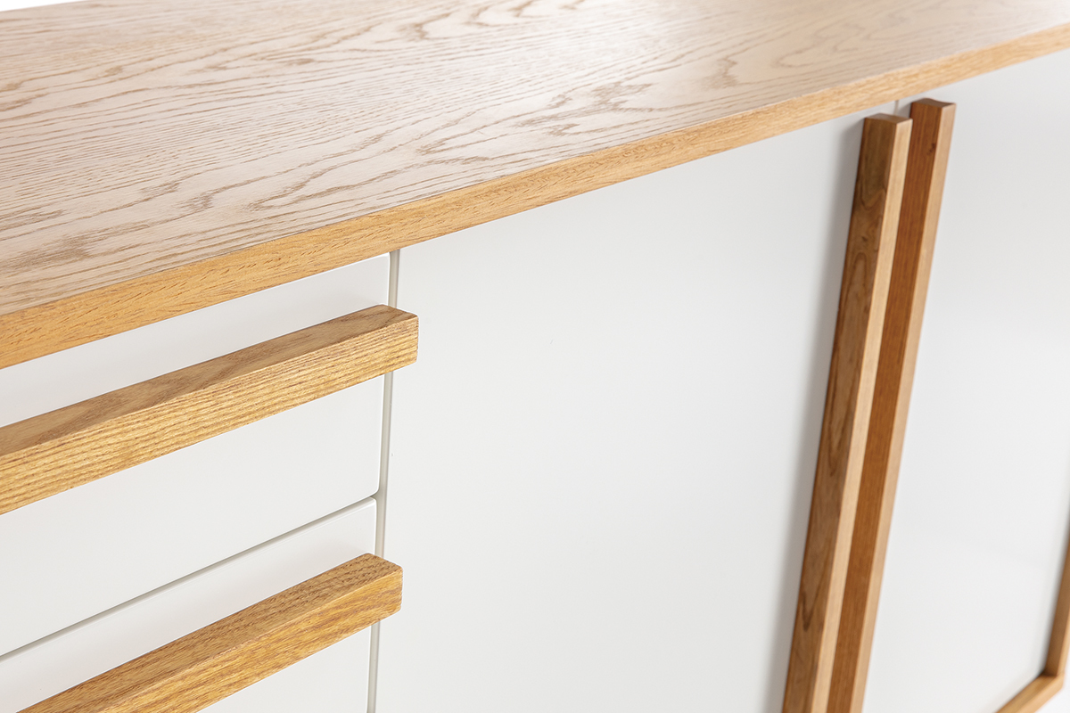Sideboard HELIA Holz Natur und Wei 2 Tren 4 Schubladen