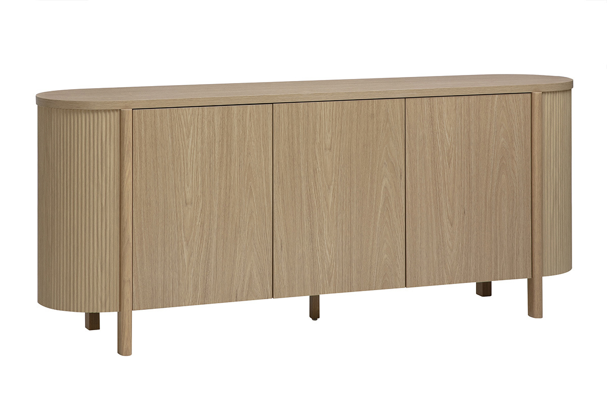 Sideboard helle Holzoptik Eiche 3 T�ren L180 cm PAOLINE