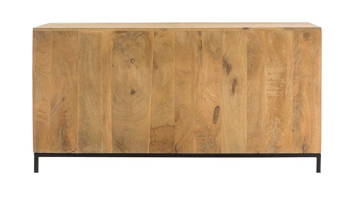 Sideboard industrieller Stil aus Mangoholz und Metall perforiert RACK