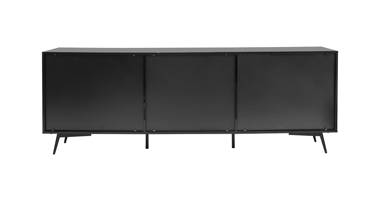 Sideboard mattschwarz Walnussfurnier 3 Tren B200 cm MERMOZ