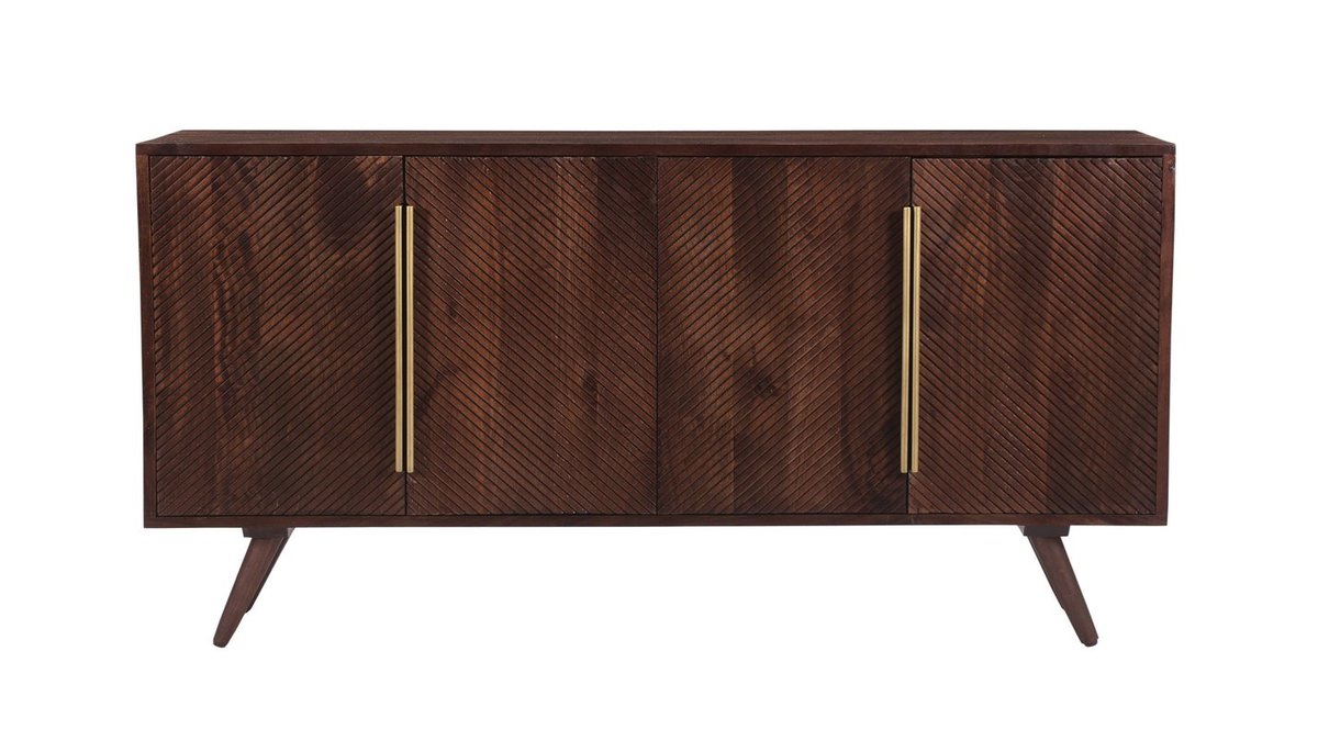 Sideboard mit 4 gravierten Tren aus massivem Mangoholz L138 cm REKHA