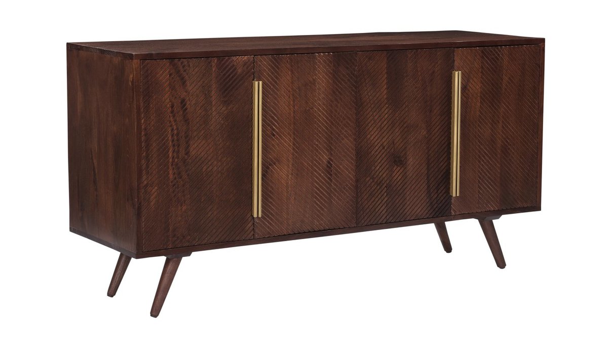 Sideboard mit 4 gravierten Tren aus massivem Mangoholz L138 cm REKHA