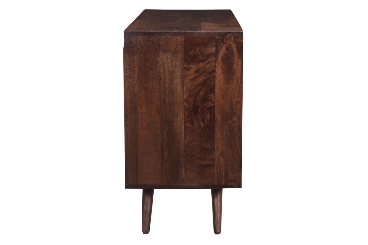 Sideboard mit 4 gravierten Tren aus massivem Mangoholz L138 cm REKHA
