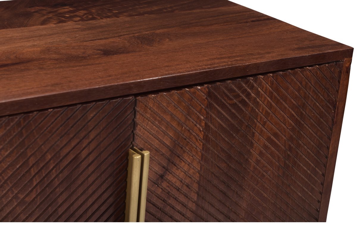 Sideboard mit 4 gravierten Tren aus massivem Mangoholz L138 cm REKHA