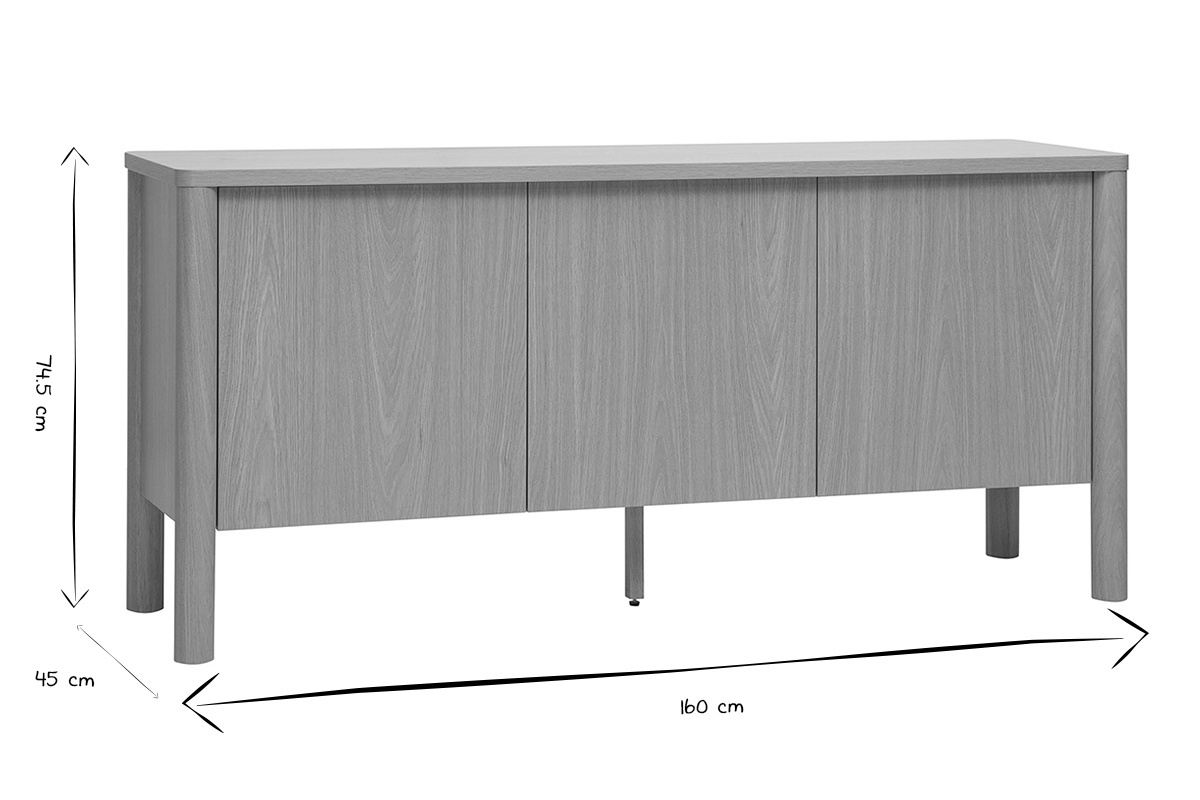 Ma�e des Buffets IZZIE in Schwarz und Wei�: 160 cm lang, 45 cm tief, 74,5 cm hoch.