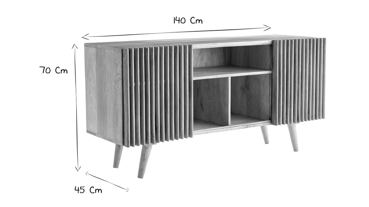 Sideboard mit Schiebetren ALBA aus massivem Mangoholz