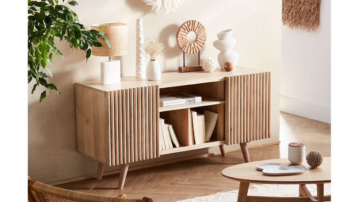 Sideboard mit Schiebetren ALBA aus massivem Mangoholz