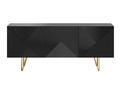 Sideboard schwarz und goldfarben 3-türig L160 cm OZEN