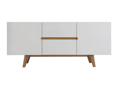 Sideboard Skandinavienstil Weiß glänzend und Esche 160 cm MELKA