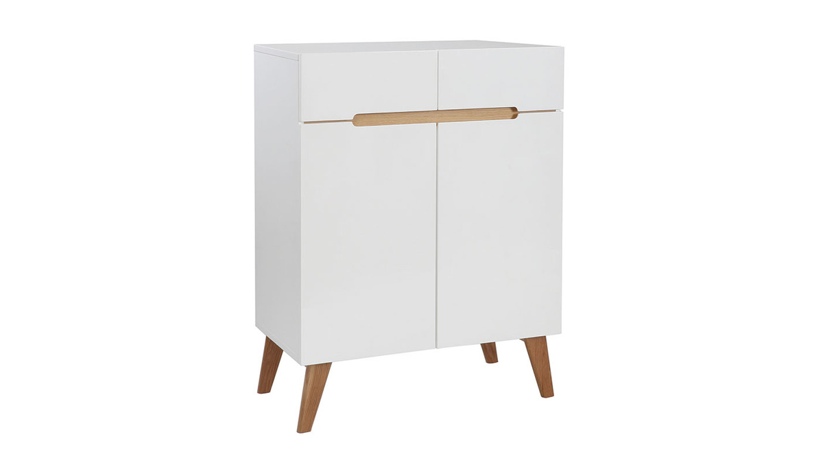 Sideboard Skandinavienstil Wei und Esche 80 cm MELKA