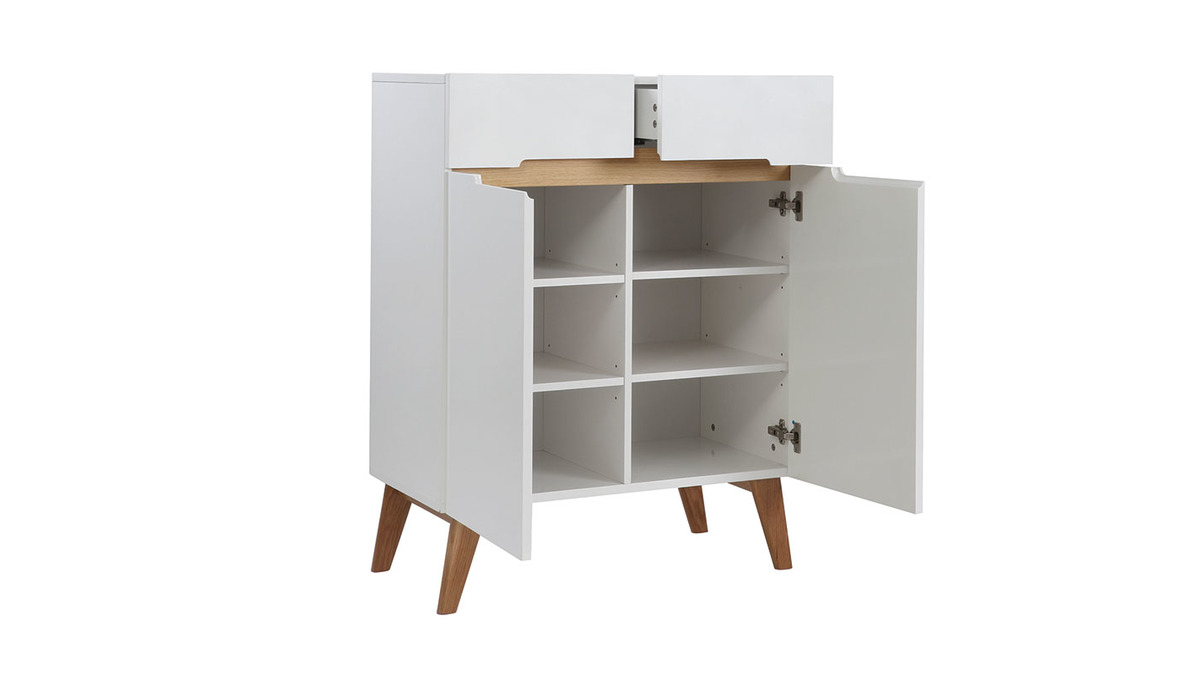 Sideboard Skandinavienstil Wei und Esche 80 cm MELKA