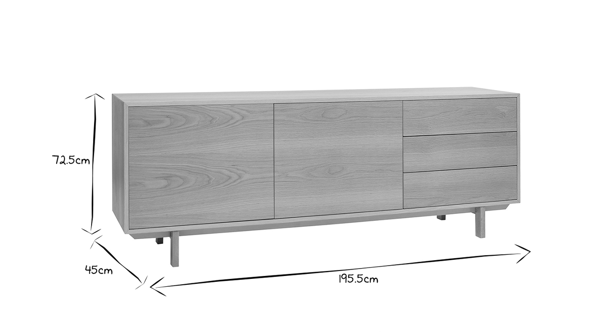 Sideboard skandinavisch helles Holz B195cm SID