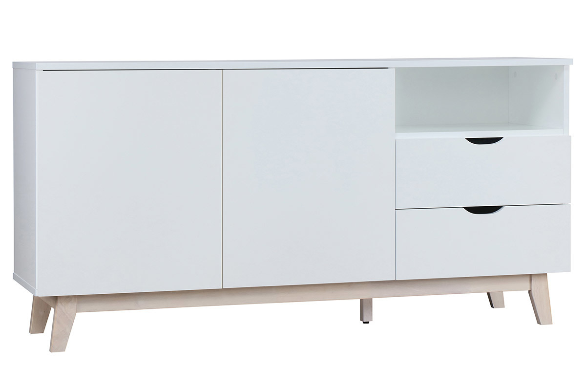 Sideboard Skandinavisch Wei und helles Holz LEENA