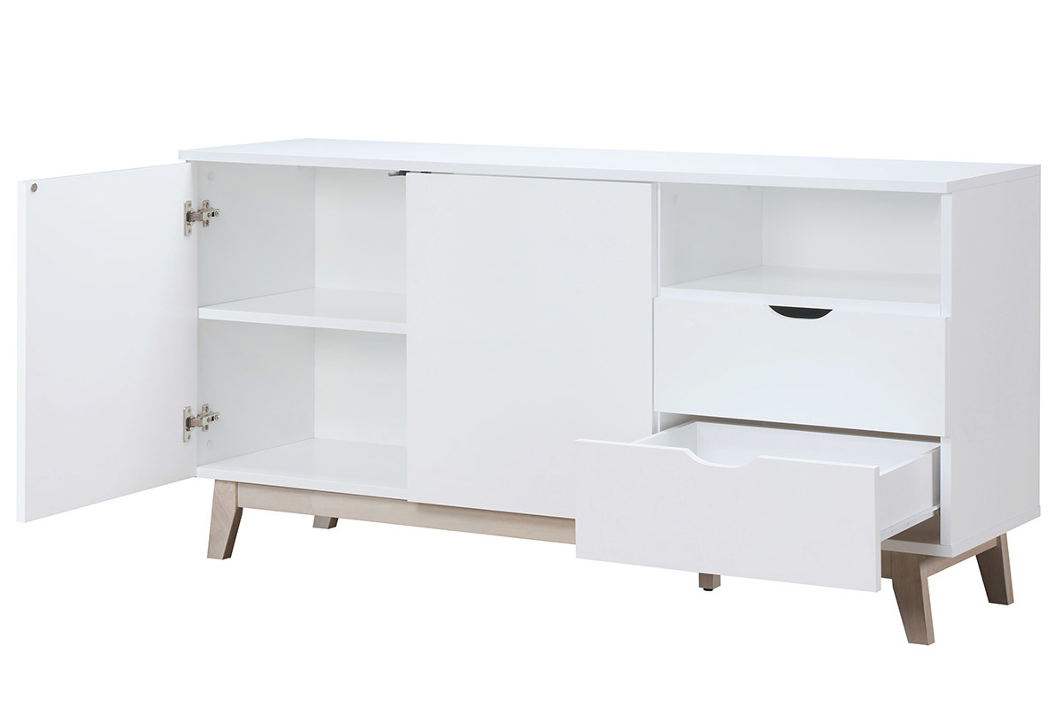 Sideboard Skandinavisch Wei und helles Holz LEENA
