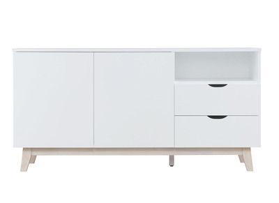 Sideboard Skandinavisch Wei&szlig; und helles Holz LEENA