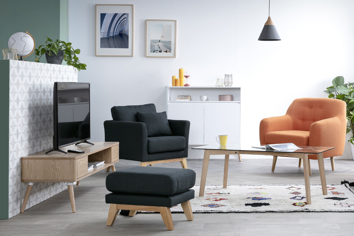 Sideboard skandinavisches Design Wei und Holz TOTEM