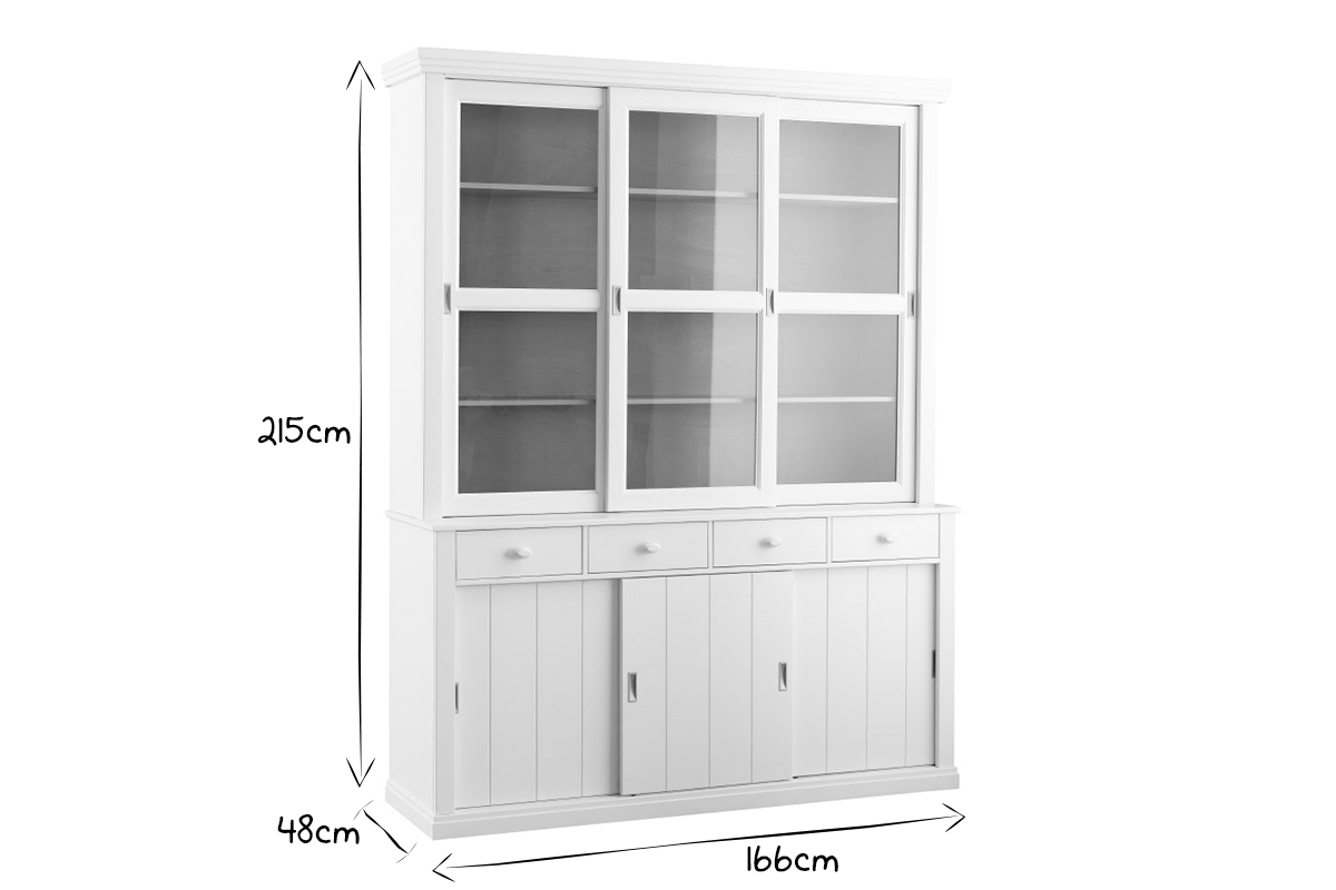 Sideboard Vitrinenschrank Kiefer Wei BODRI