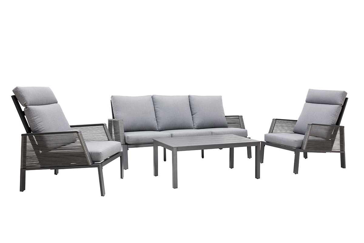 Sitzgarnitur LAGOS aus Aluminium und grauen Schn�ren