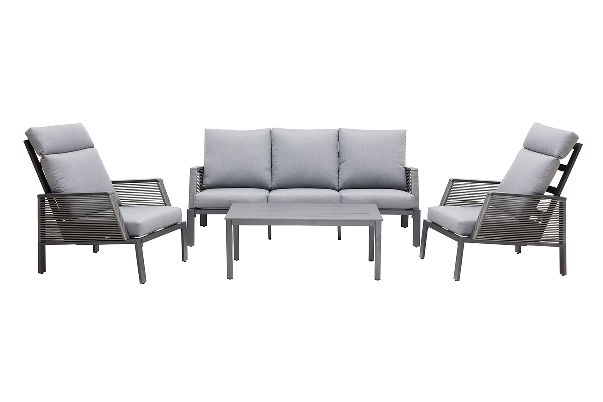 Sitzgarnitur LAGOS aus Aluminium und grauen Schn�ren