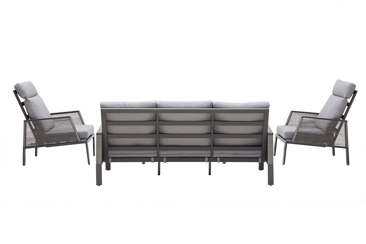 Sitzgarnitur LAGOS aus Aluminium und grauen Schn�ren