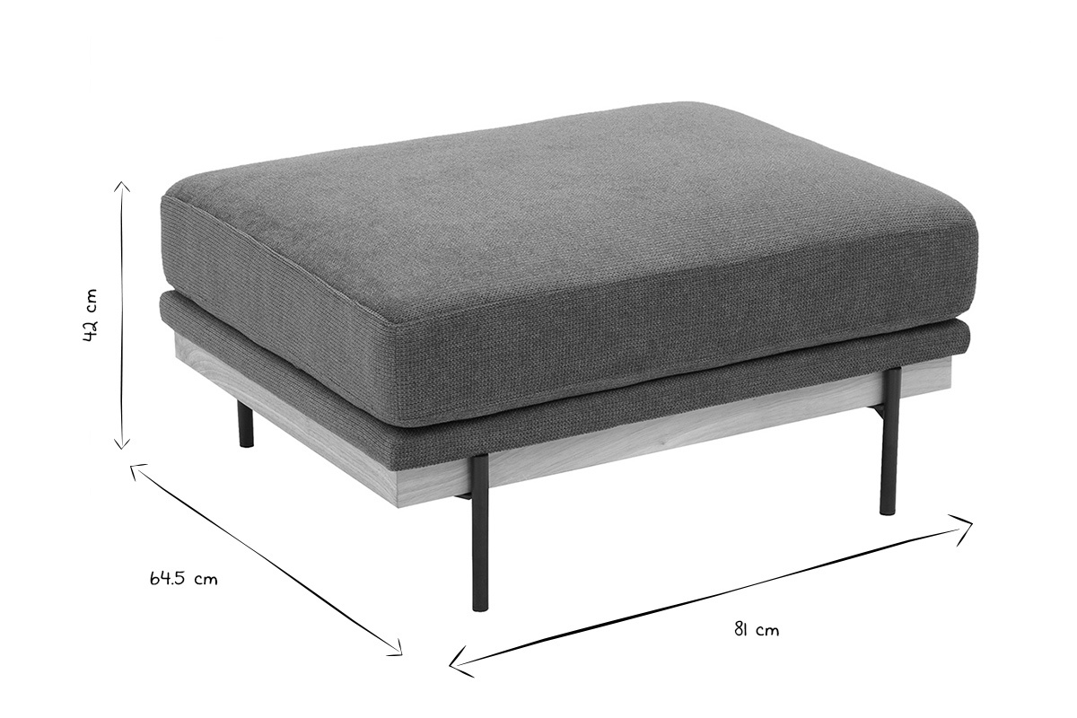 Ma�e des Fu�hockers TODD in Schwarz und Wei�: 81 cm x 64,5 cm x 42 cm
