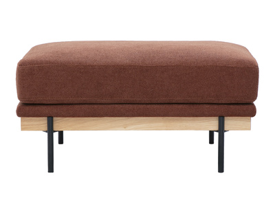 Sitzhocker mit Chenille-Stoff in gebranntem Erdton und schwarzem Metall TODD