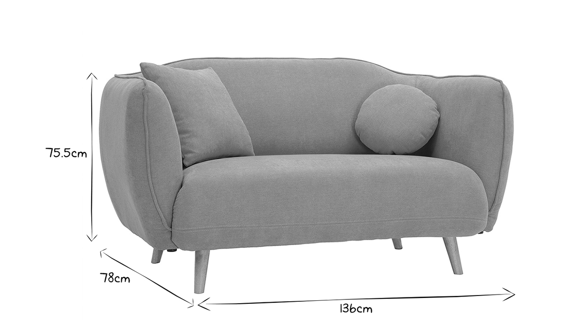 Skandinavisch inspiriertes Sofa aus senfgelbem Stoff mit Samt-Effekt Zwei-Sitzer FOLK