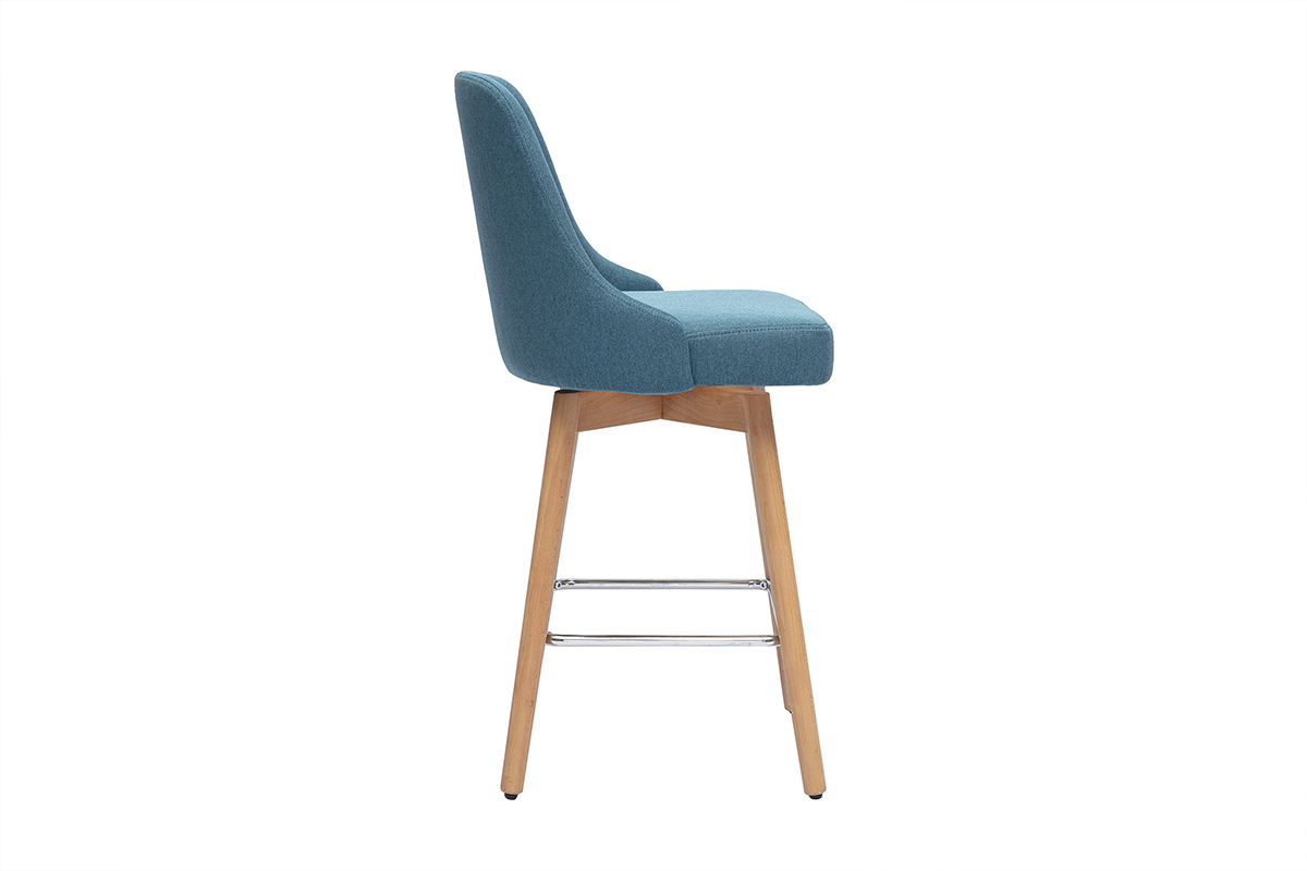 Skandinavische Barhocker, 360 drehbar aus Entengrn Stoff und massiver Buche, Sitzhhe 65 cm (2er-Set) HASTA