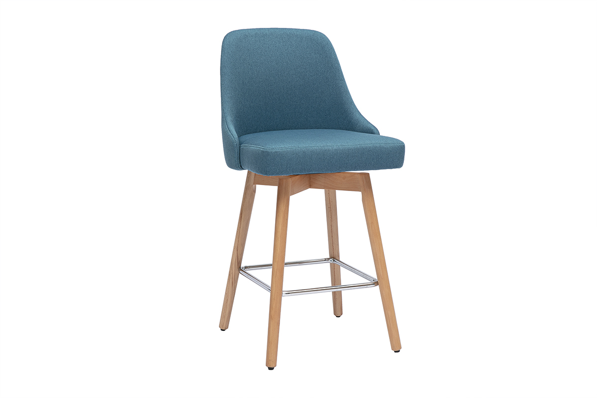 Skandinavische Barhocker, 360 drehbar aus Entengrn Stoff und massiver Buche, Sitzhhe 65 cm (2er-Set) HASTA